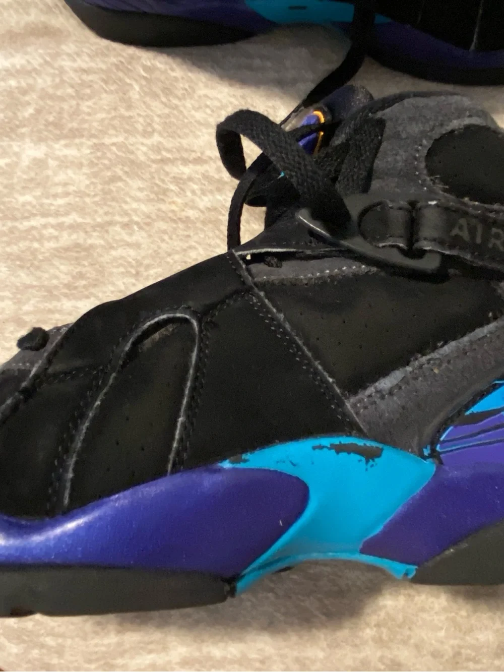Jordan Black Suede Sneakers with Purple & Teal Accents